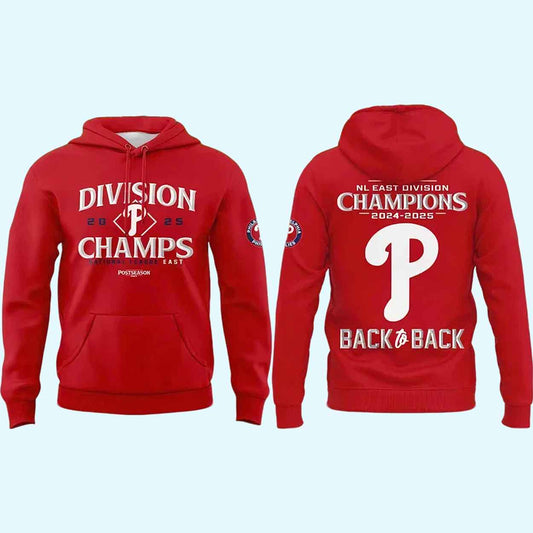 2025 Phillies BACK-TO-BACK NL EAST CHAMPIONS Hoodie