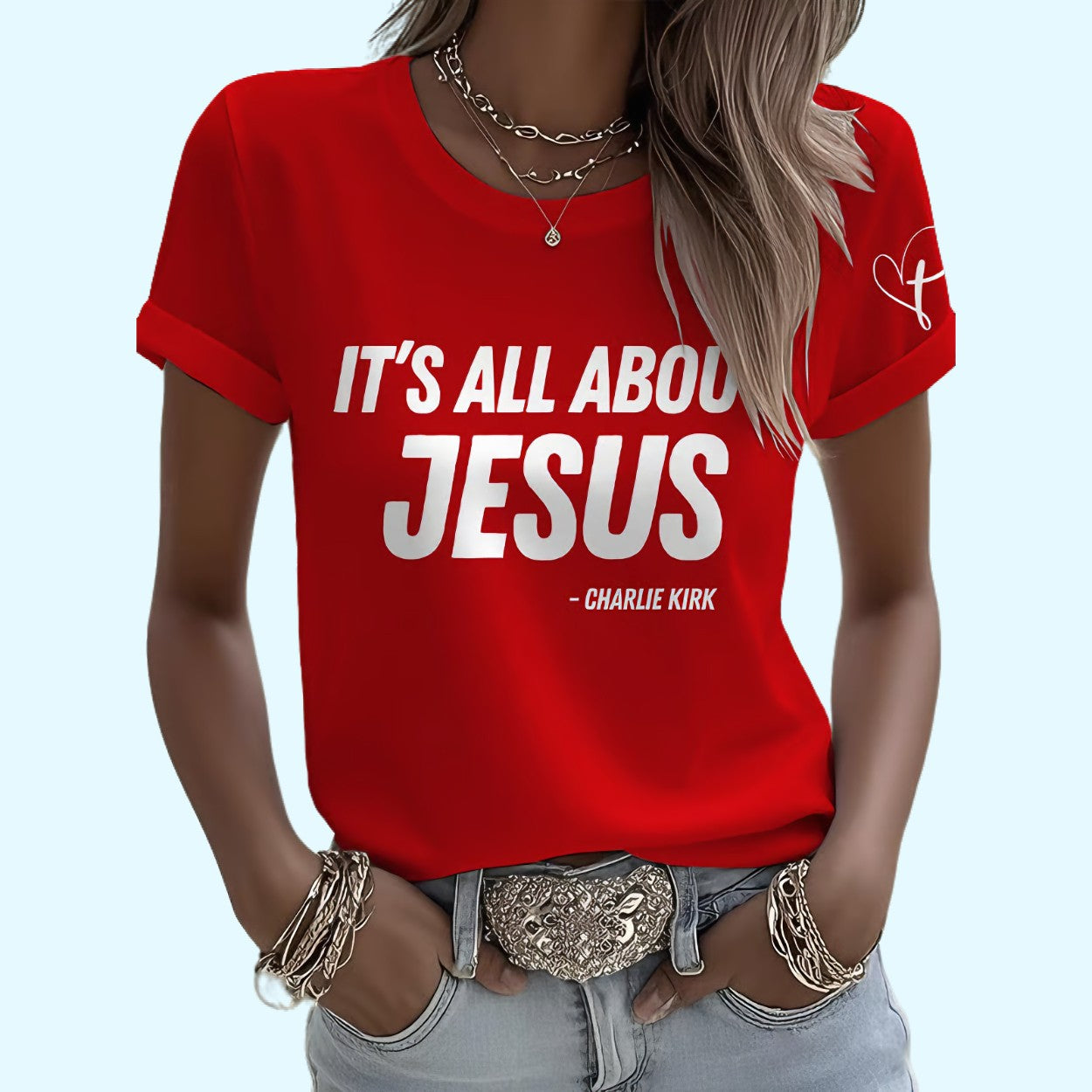 Retro It's All About Jesus Point Print T-Shirt