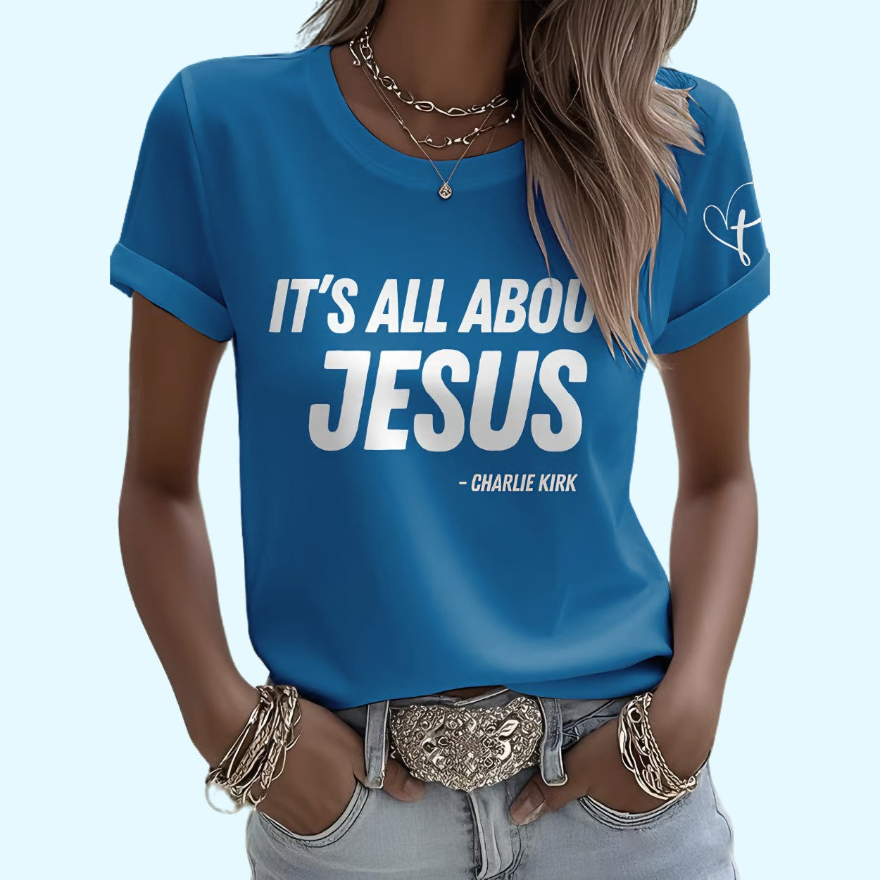Retro It's All About Jesus Point Print T-Shirt