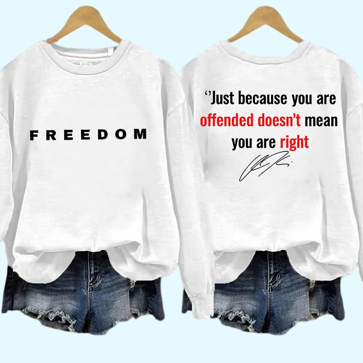 Women's Freedom American Flag Print Waffle Hoodie