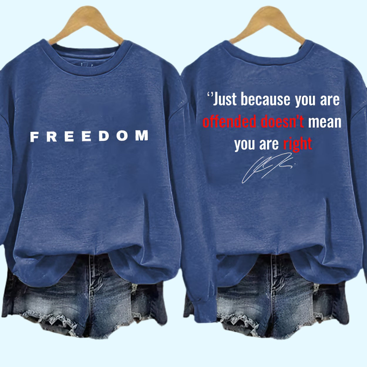 Women's Freedom American Flag Print Waffle Hoodie