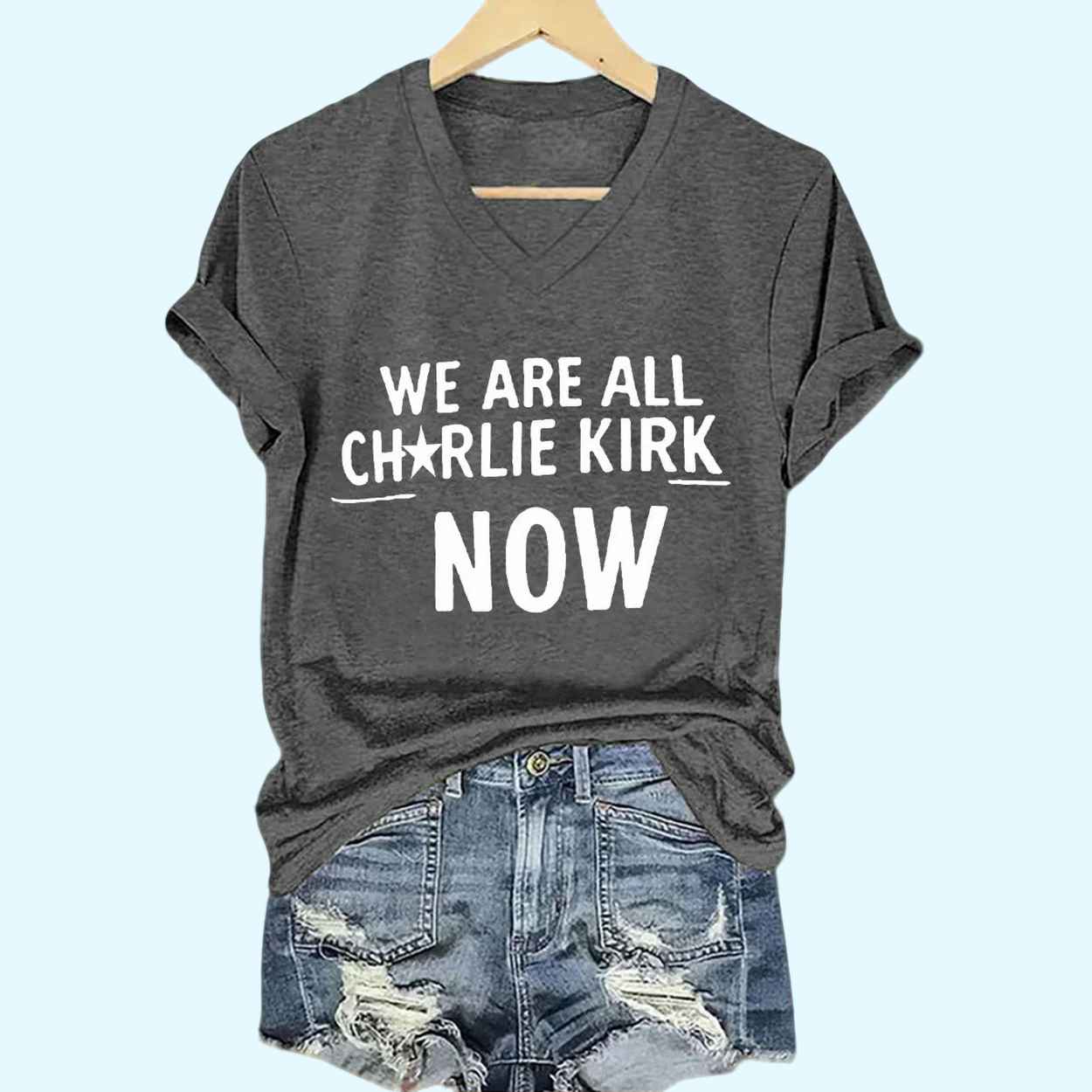 Women's We Are All Charlie Kirk Now Voice of Freedom Printed Casual T-shirt