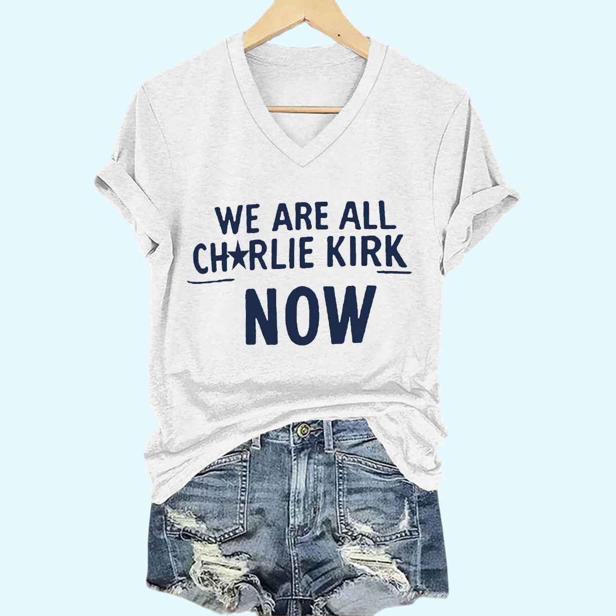Women's We Are All Charlie Kirk Now Voice of Freedom Printed Casual T-shirt